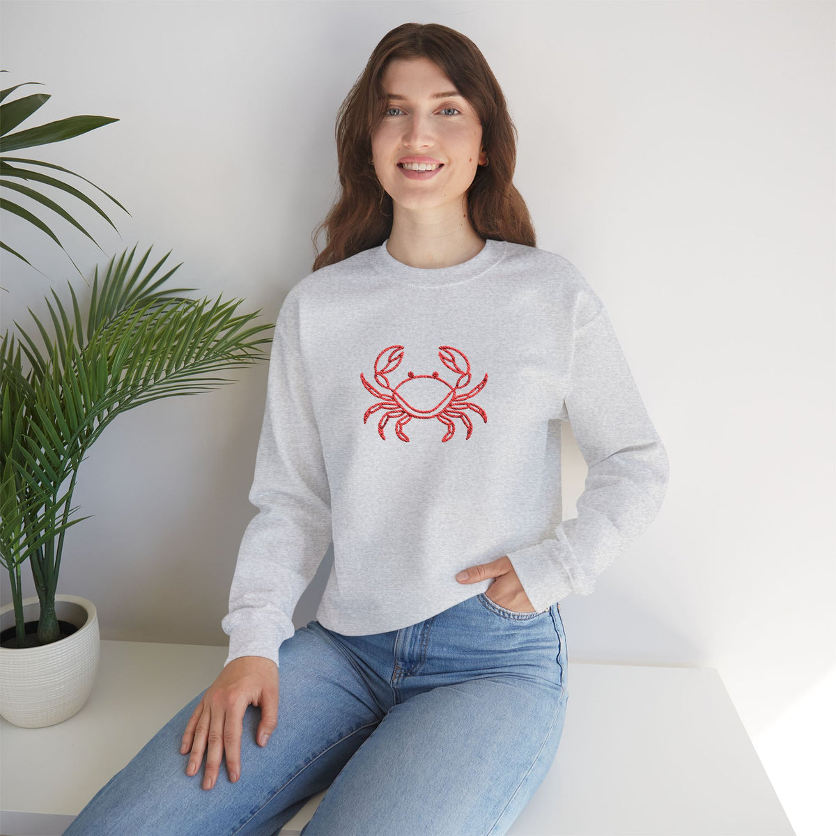 Crab Graphic Sweatshirt — Coastal Crab Crewneck for Beach Lovers