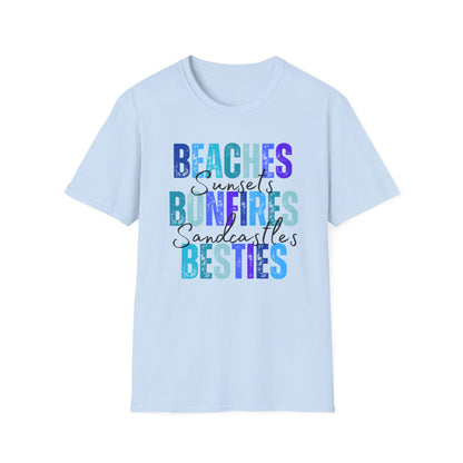 'Beaches, Bonfires, Besties, Sunsets, and Sandcastles' Tee