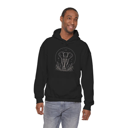 Elephant Moonline Hoodie — Minimalist Elephant Outline Sweatshirt