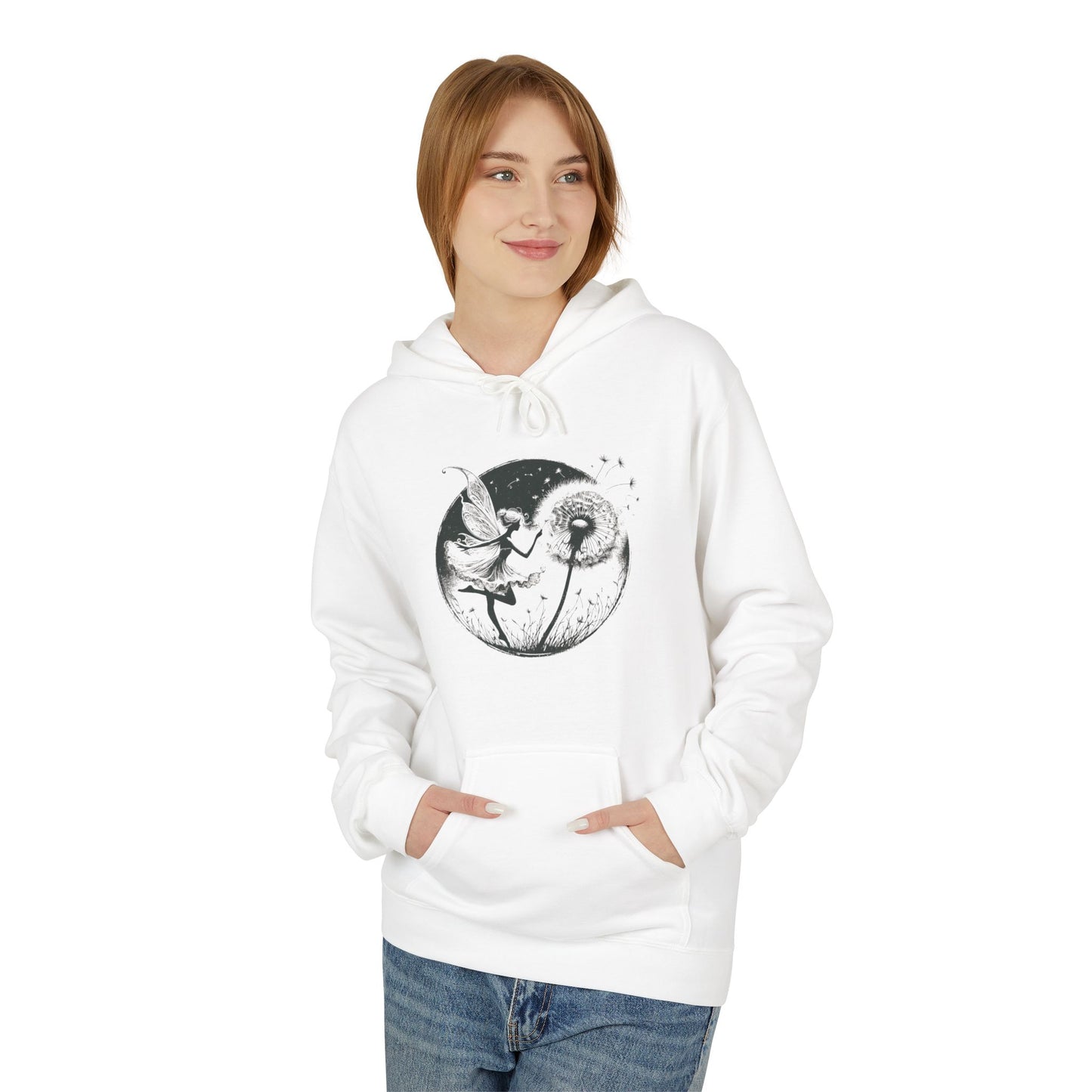 Grunge Fairy Blowing Dandelion Fleece Hoodie
