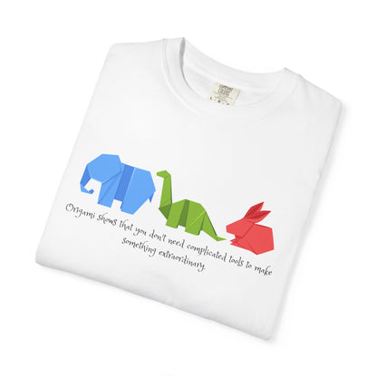 Origami Animal Tee — Elephant, Dinosaur & Rabbit Graphic T-Shirt