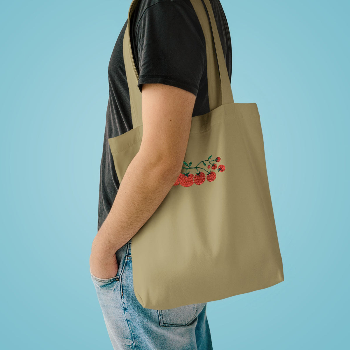 Embroidered Cherry Blossom Cotton Tote Bag — Floral Everyday Market Bag