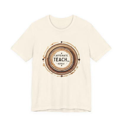 Caffeinate, Teach, Repeat Coffee Stain Ring Shirt