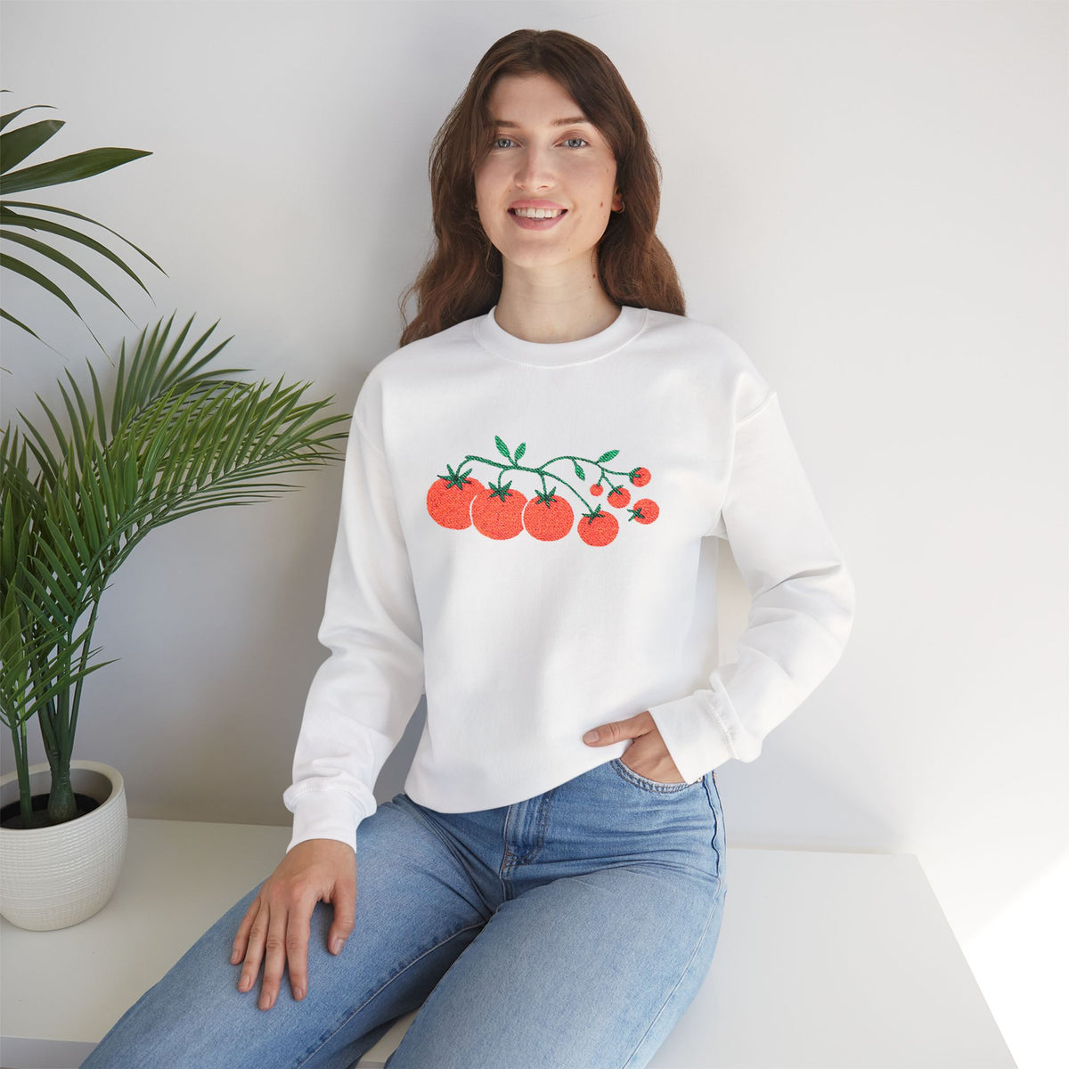 Cherry Tomato Vine Embroidered Sweatshirt