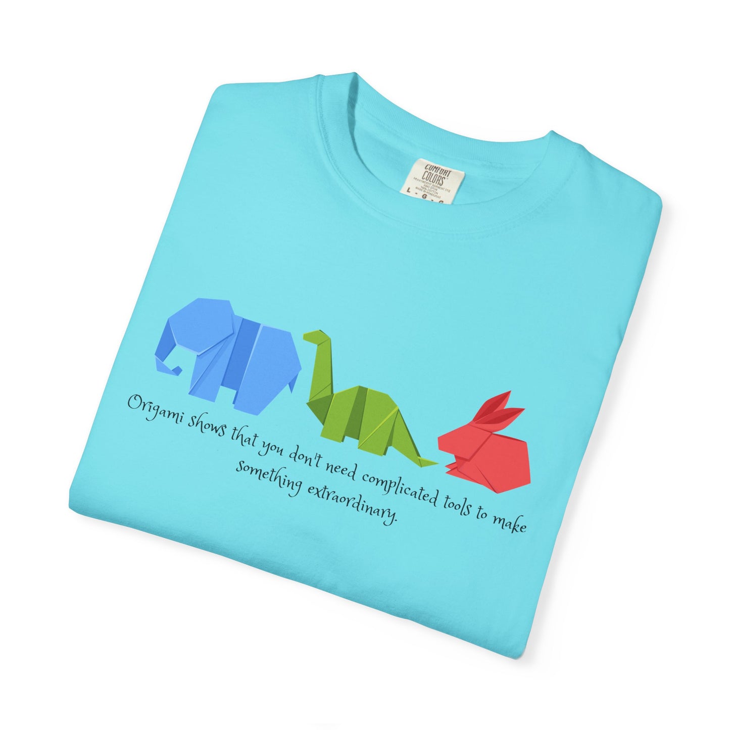 Origami Animal Tee — Elephant, Dinosaur & Rabbit Graphic T-Shirt