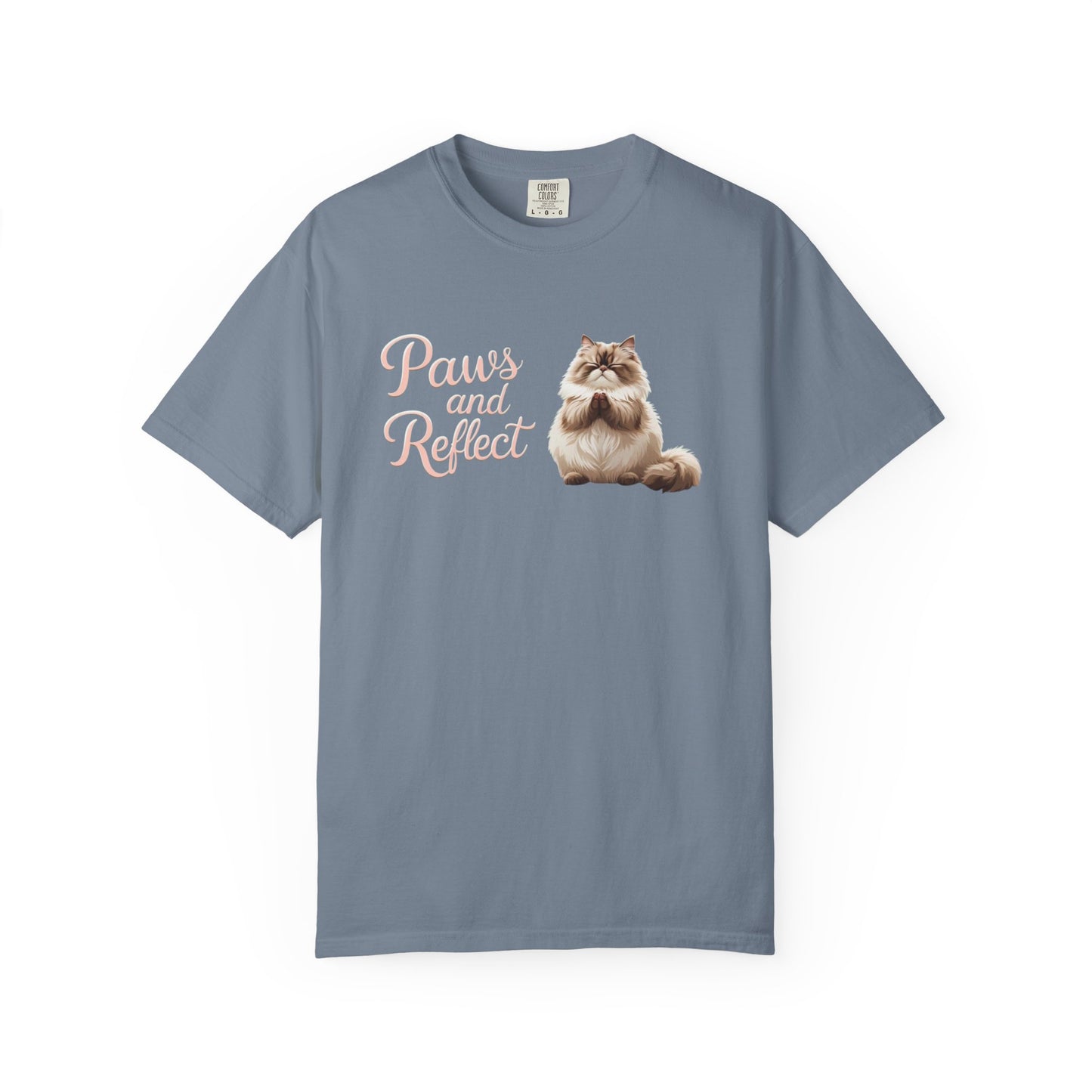 Whimsical Cat T-Shirt, Paws and Reflect Tee, Comfortable Unisex Shirt, Cat Lover Gift, Cozy Animal Apparel, Cute Pet Top