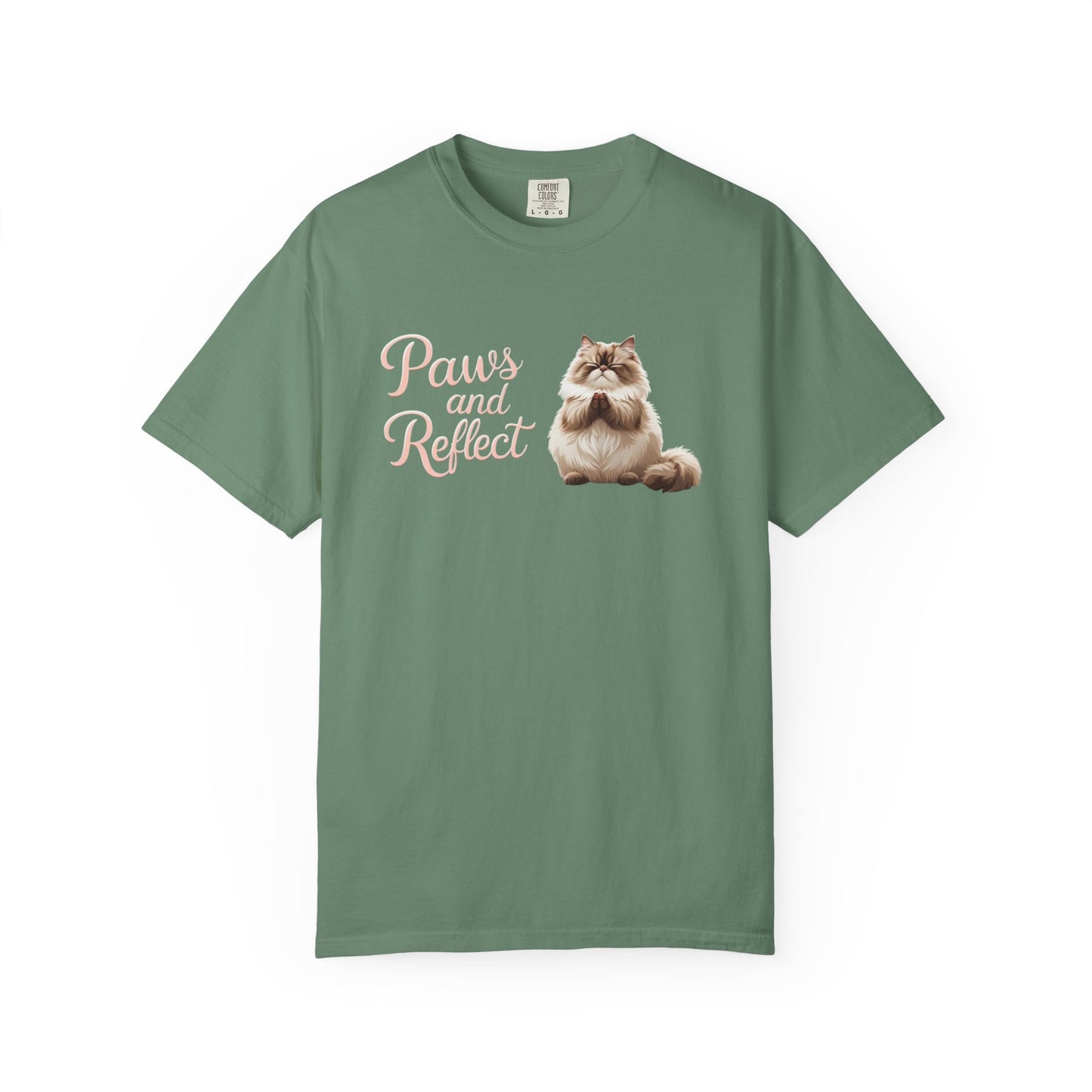 Whimsical Cat T-Shirt, Paws and Reflect Tee, Comfortable Unisex Shirt, Cat Lover Gift, Cozy Animal Apparel, Cute Pet Top