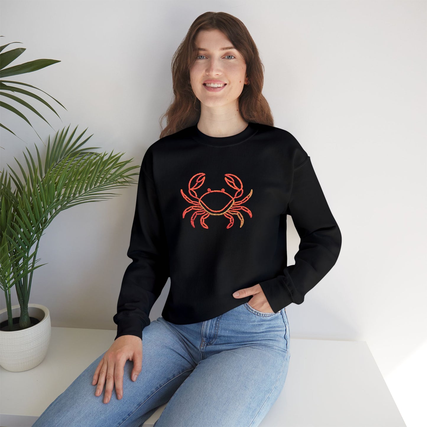 Crab Graphic Sweatshirt — Coastal Crab Crewneck for Beach Lovers