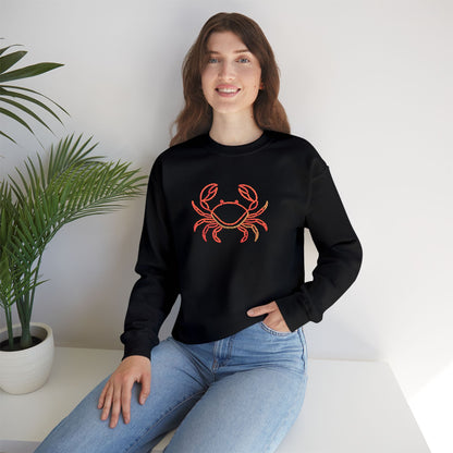 Crab Graphic Sweatshirt — Coastal Crab Crewneck for Beach Lovers