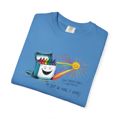 One Crayon Short of a Masterpiece Unisex T-shirt, Graphic Tee, Teacher Gift, Back to School Shirt, Classroom Attire, Art Vibes