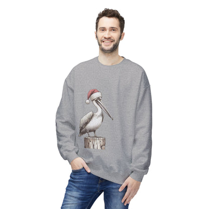 Pelican Christmas Crewneck Sweatshirt – Festive Santa Hat Beach Bird