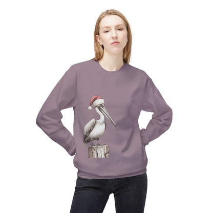 Pelican Christmas Crewneck Sweatshirt – Festive Santa Hat Beach Bird