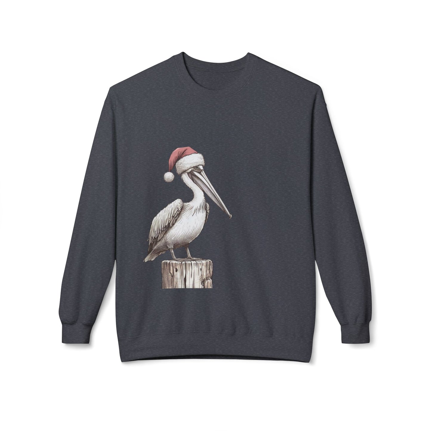 Pelican Christmas Crewneck Sweatshirt – Festive Santa Hat Beach Bird