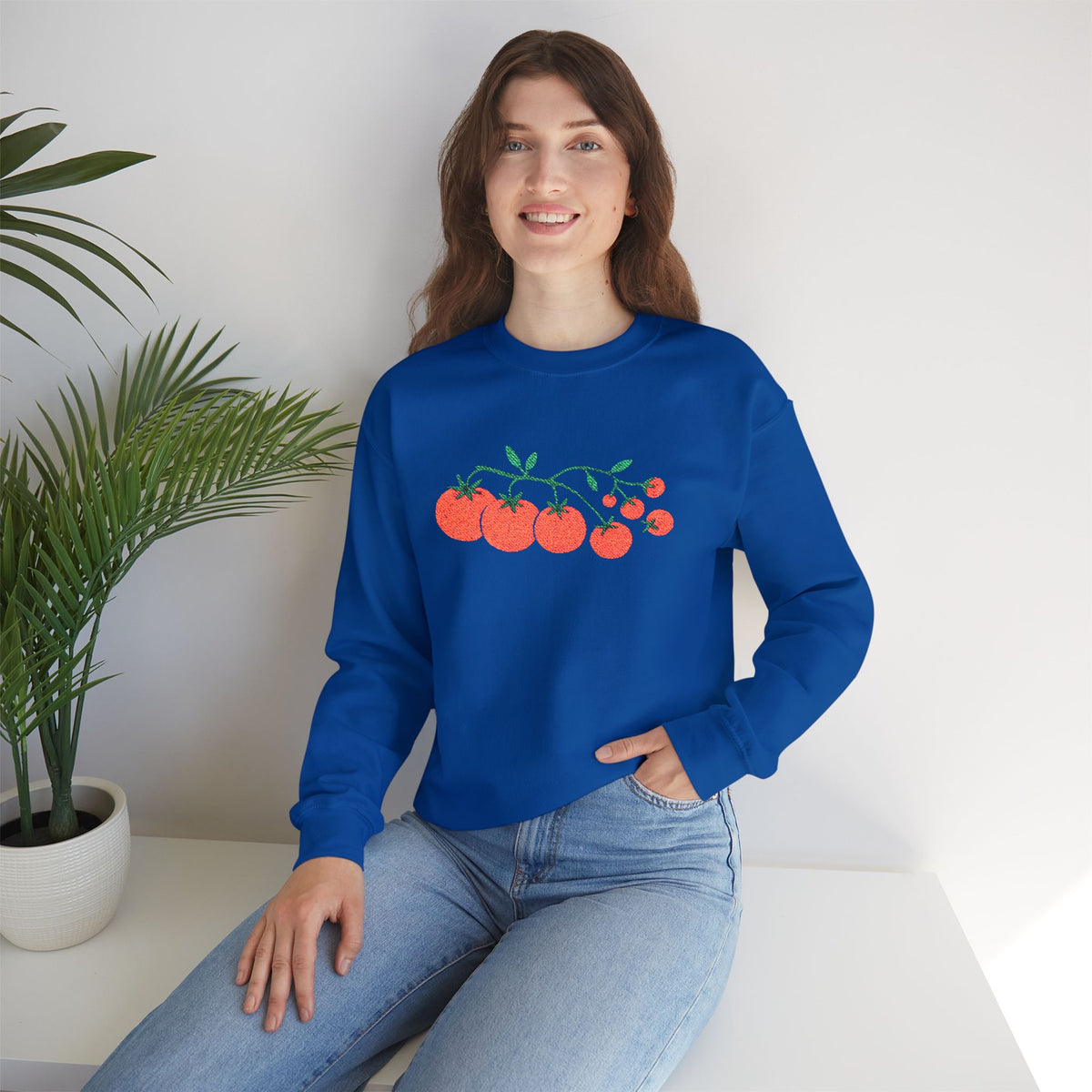 Cherry Tomato Vine Embroidered Sweatshirt