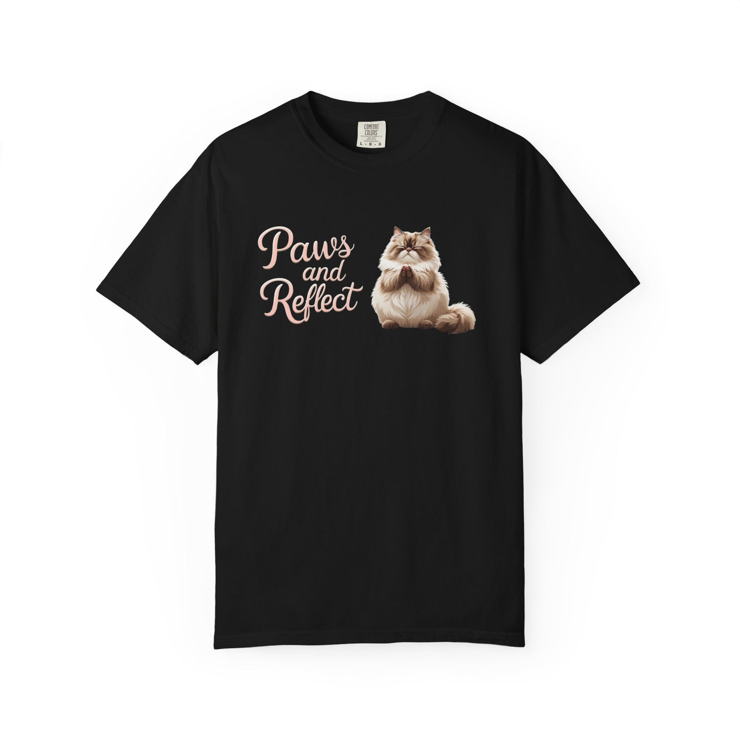 Whimsical Cat T-Shirt, Paws and Reflect Tee, Comfortable Unisex Shirt, Cat Lover Gift, Cozy Animal Apparel, Cute Pet Top