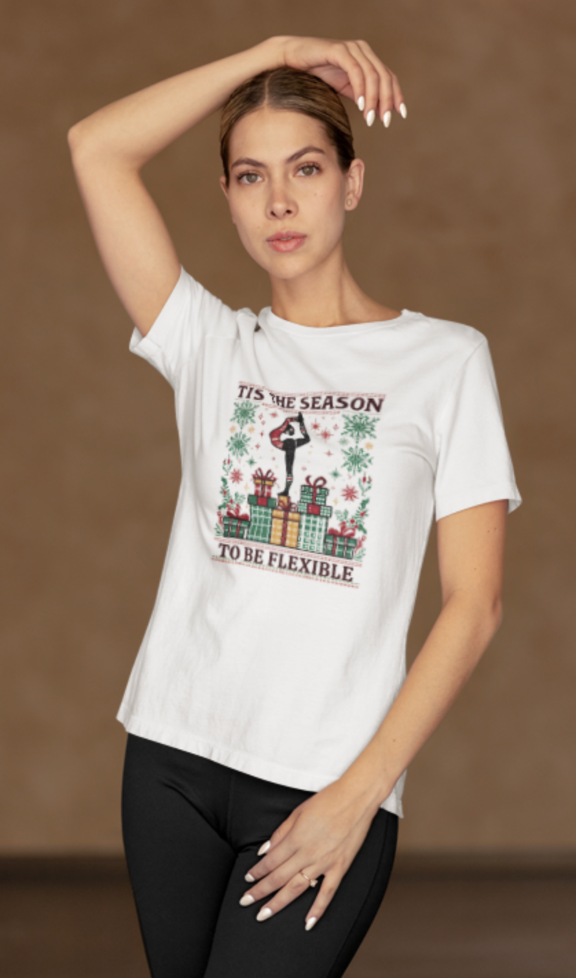 Tis The Season To Be Flexible T-shirt | Yoga Pose Christmas Design